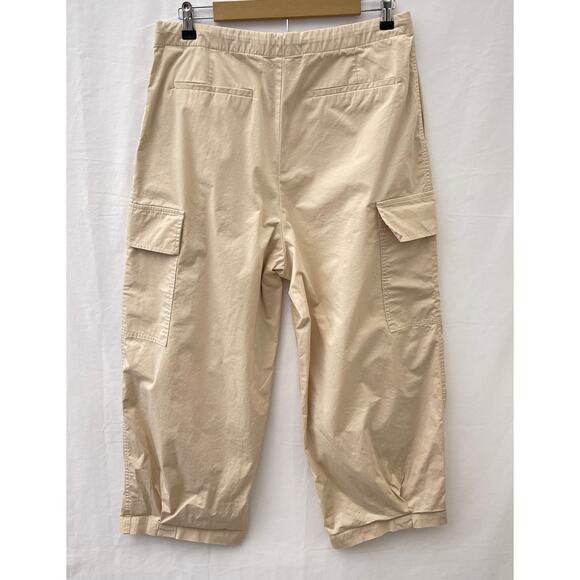 Zara Cargo Parachute High Rise Barrel Balloon Pants Cream Women's Size Large - Picture 5 of 16